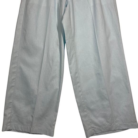 J. Crew Linen-Cotton Blend Wide-Leg Paper-Bag Pants Light Blue Sz M BG359 Casual - Picture 4 of 12